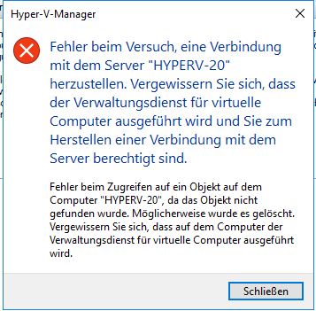 Hyper V connection problem